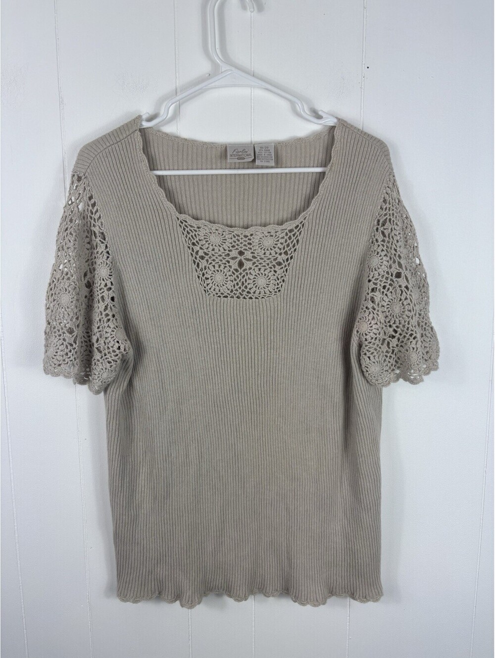 fiorlini international Plus Size Embroidered Crochet Top 1X Fairy Boho Hippie